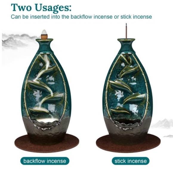 NEW Incense Waterfall Burner Ceramic Backflow Incense Holder Home Decor - Picture 3 of 13